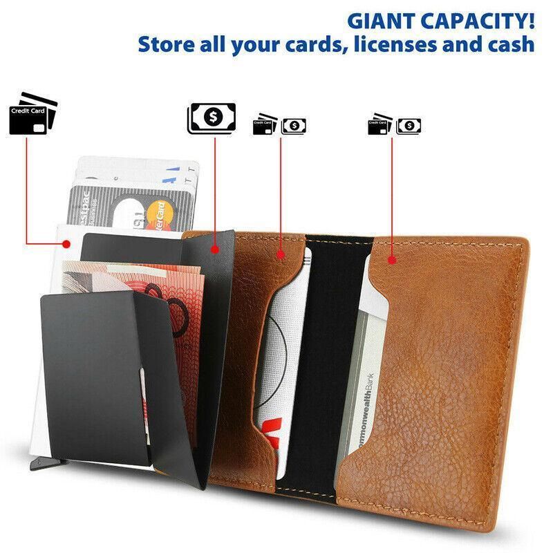RFID Blocking Leather Card Wallet with Money Clip for Men Credit Holder - Black