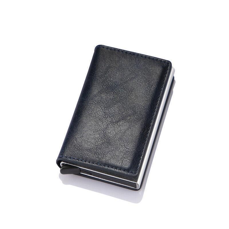 RFID Blocking Leather Card Wallet with Money Clip for Men Credit Holder - Black