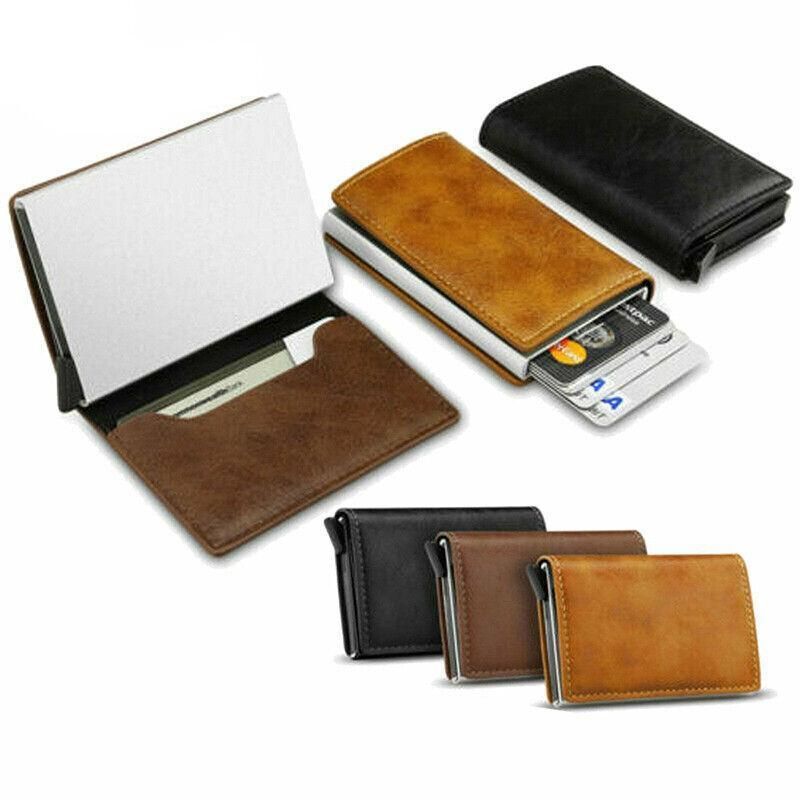 RFID Blocking Leather Card Wallet with Money Clip for Men Credit Holder - Black