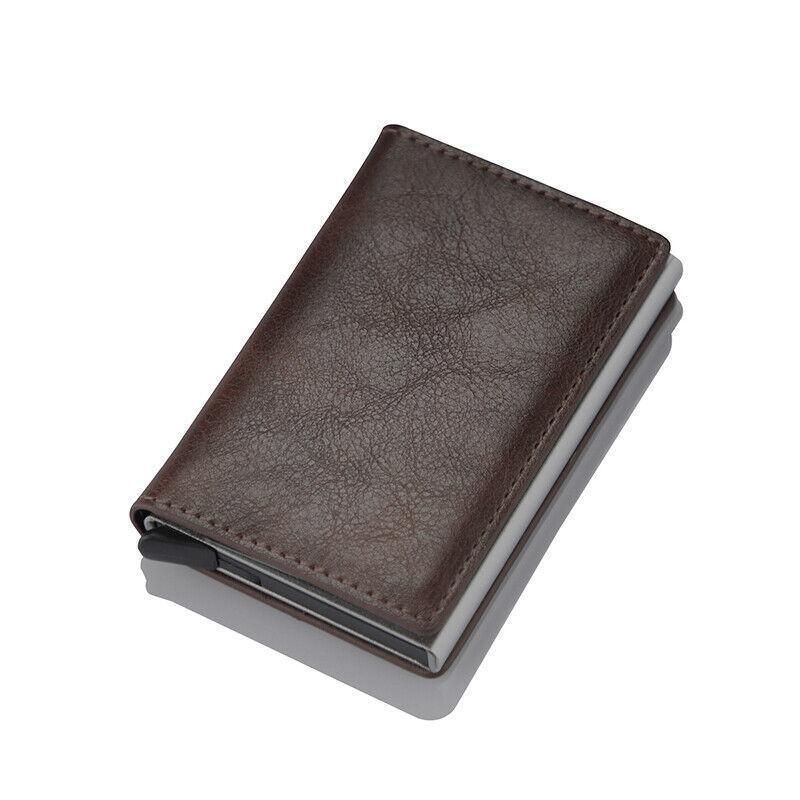 RFID Blocking Leather Card Wallet with Money Clip for Men Credit Holder - Black