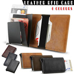 RFID Blocking Leather Card Wallet with Money Clip for Men Credit Holder - Yellow