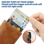 RFID Blocking Leather Card Wallet with Money Clip for Men Credit Holder - Yellow
