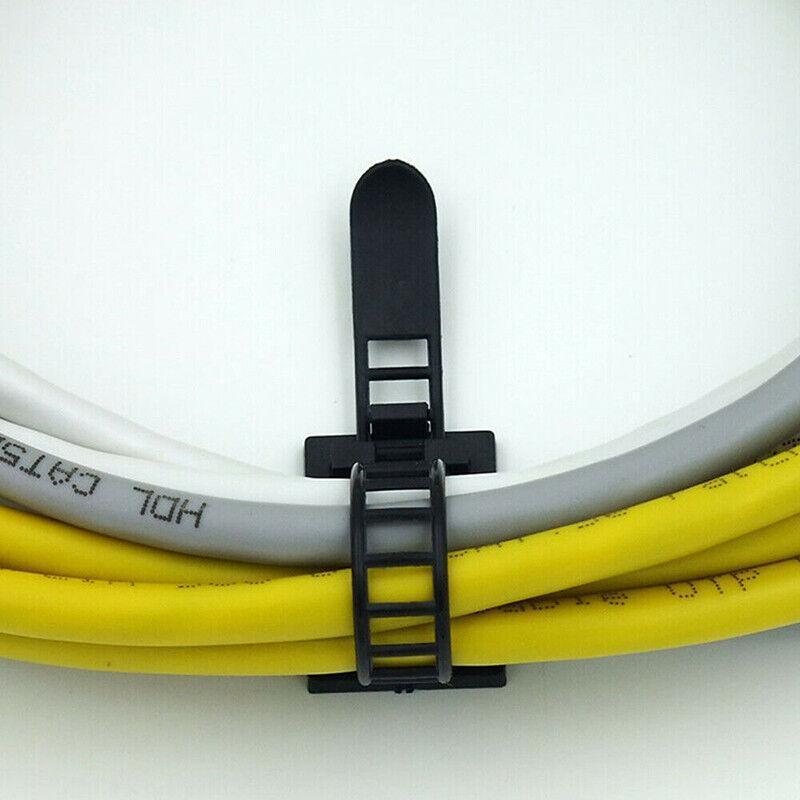 Adjustable Cable Clips Straps Adhesive Cord Management Wire Organizer Black Au