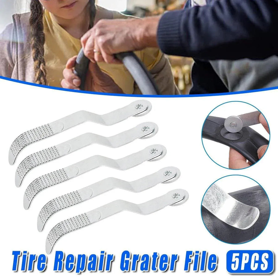 5pcs Bike Tire Repair Kit Inner Tube Patch Tool Set with File Knife Prying Tools