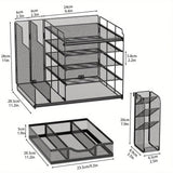 Multi Layer Desktop File Rack Storage Organizer Black Plastic for Office Home