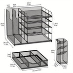 Multi Layer Desktop File Rack Storage Organizer Black Plastic for Office Home