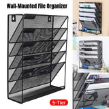 5 Tier Iron File Organiser Desktop File Management Shelf for Office Storage Desk