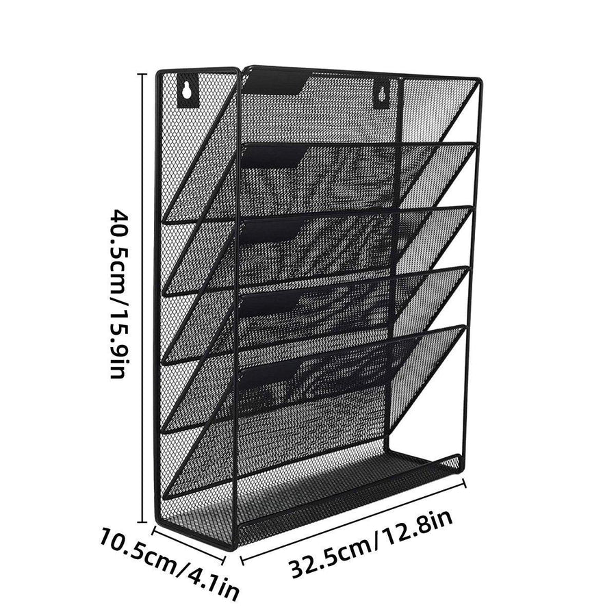 5 Tier Iron File Organiser Desktop File Management Shelf for Office Storage Desk