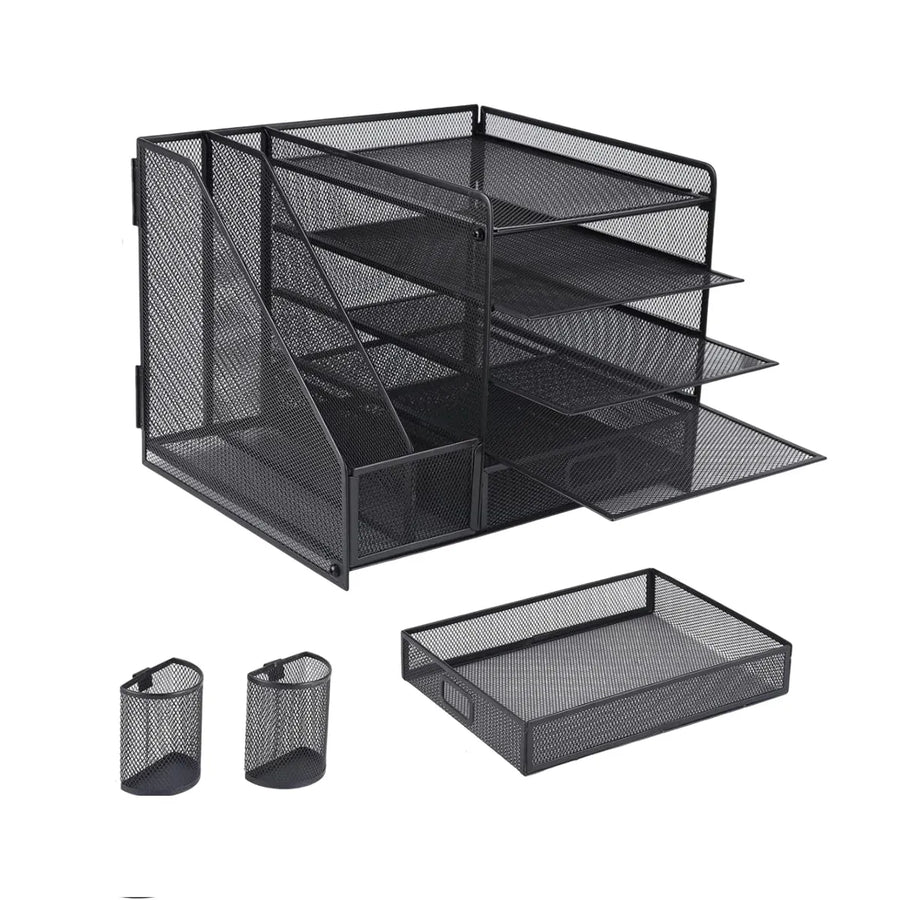 Multi-Tier Desktop Organizer File Holder Document Storage Rack Office Shelf