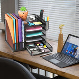 Multi-Tier Desktop Organizer File Holder Document Storage Rack Office Shelf - Extra Image