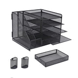 Multi-Tier Desktop Organizer File Holder Document Storage Rack Office Shelf - Front View