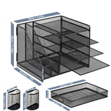 Multi-Tier Desktop Organizer File Holder Document Storage Rack Office Shelf - Side View