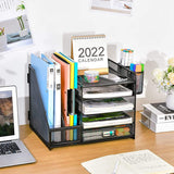 Multi-Tier Desktop Organizer File Holder Document Storage Rack Office Shelf - 45-Degree Angle