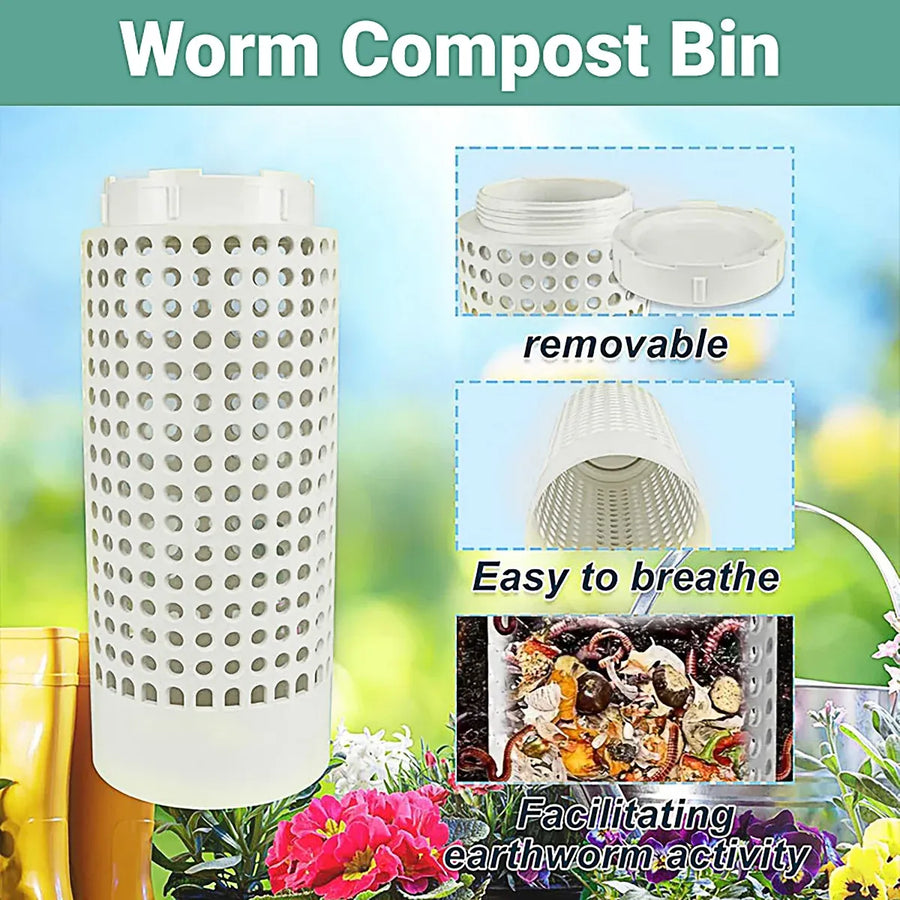 Worm Composting Bin PVC Tube Odor Sealing Garden Composter for Lawn Flower Pot