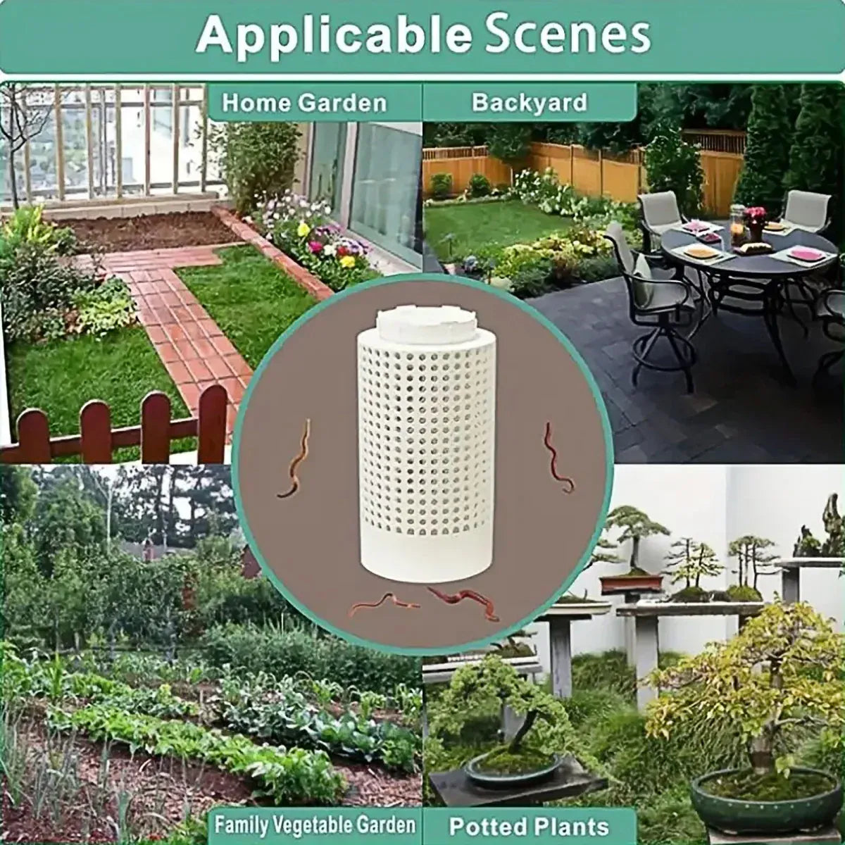 Worm Composting Bin PVC Tube Odor Sealing Garden Composter for Lawn Flower Pot