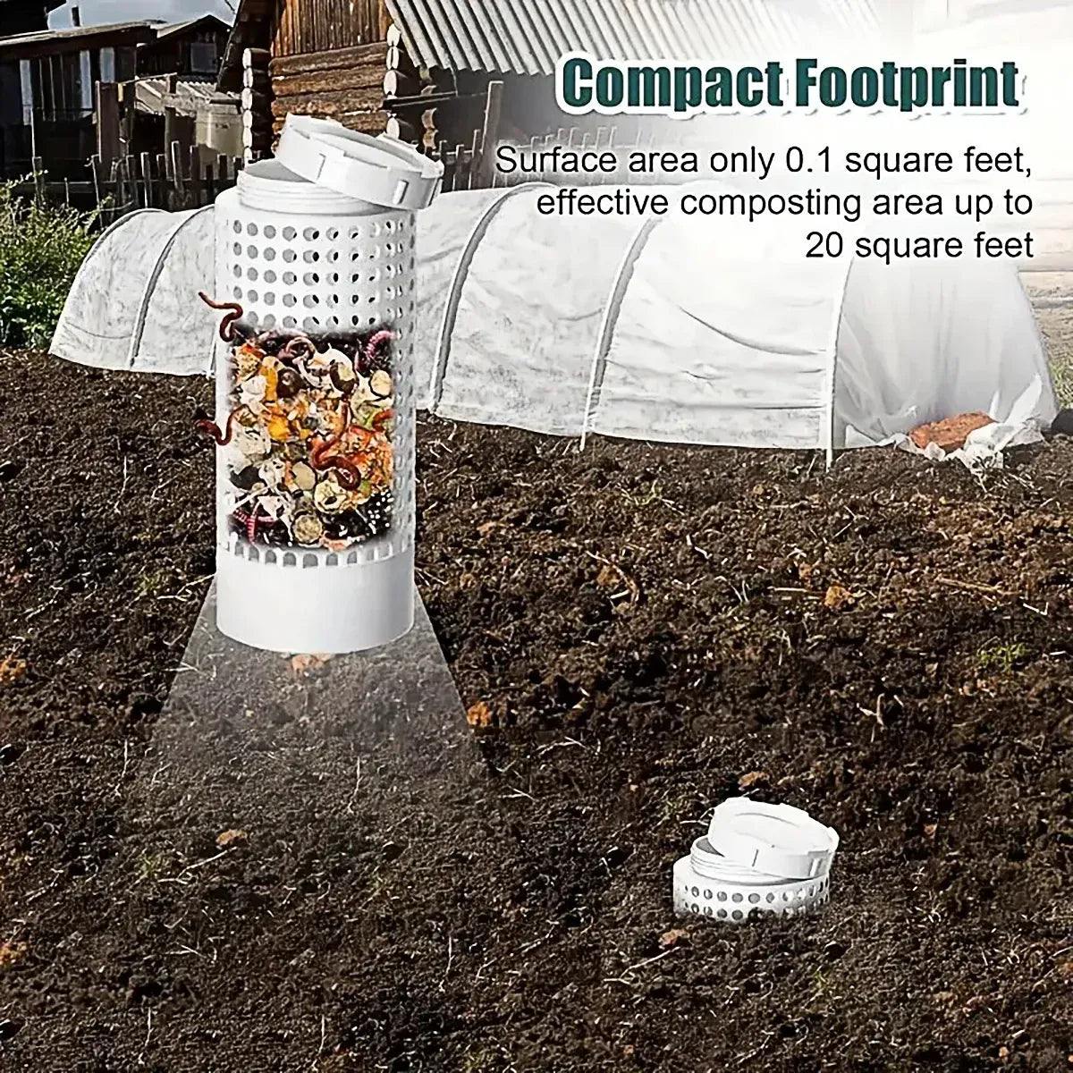 Worm Composting Bin PVC Tube Odor Sealing Garden Composter for Lawn Flower Pot