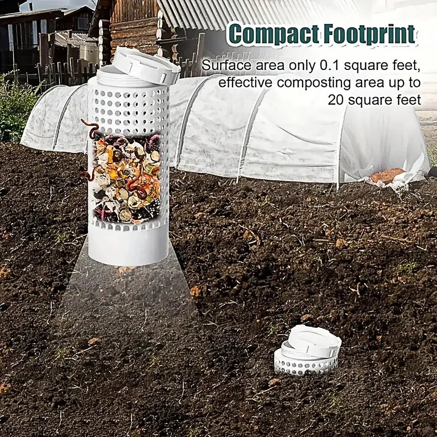 Worm Composting Bin PVC Tube Odor Sealing Garden Composter for Lawn Flower Pot