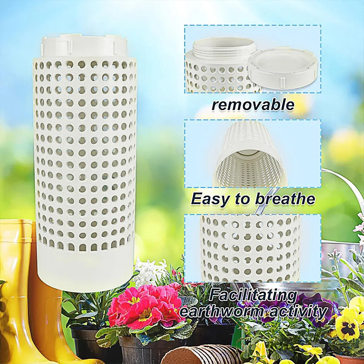 Worm Composting Bin PVC Tube Odor Sealing Garden Composter for Lawn Flower Pot