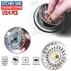 1/2/4X Stainless Steel Kitchen Sink Strainer Drain Stopper - 2PCS
