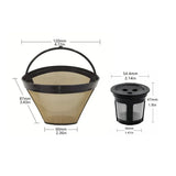Coffee Machine Filter Standard Model Golden 304 Stainless Steel Outlet Funnel - Side View
