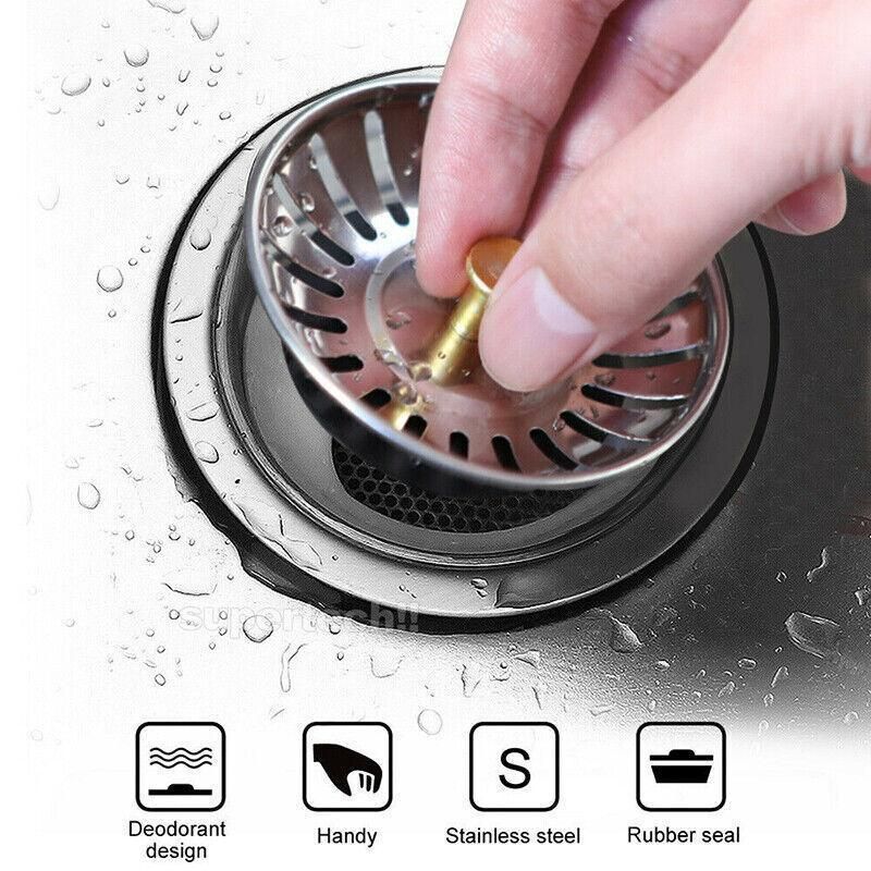 1/2/4X Stainless Steel Kitchen Sink Strainer Drain Stopper - 4PCS