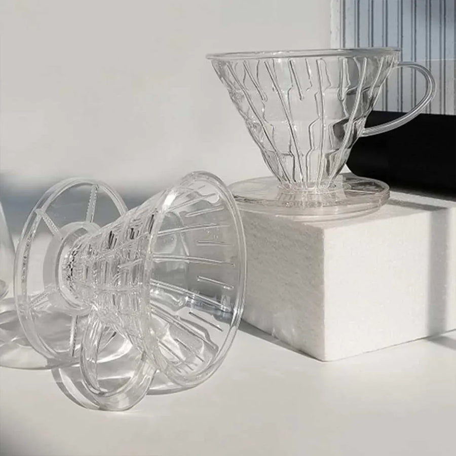 Household Hand Drip Coffee Filter Cup Reusable Plastic Cone Shaped HeatResistant - Transparent