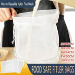 Micron Reusable Nylon Fine Mesh Food Strainer Filter Bag for Nut Milk Coffee - 45 X 30 CM