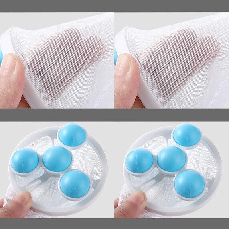 2 Pcs Reusable Hair Lint Catcher Removal Net Bag Wash Machine Float Filter - Blue