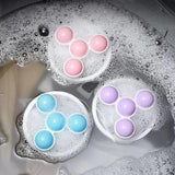 2 Pcs Reusable Hair Lint Catcher Removal Net Bag Wash Machine Float Filter - Blue - Side View