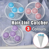 2 Pcs Reusable Hair Lint Catcher Removal Net Bag Wash Machine Float Filter - Purple - Front View