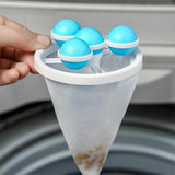 2 Pcs Reusable Hair Lint Catcher Removal Net Bag Wash Machine Float Filter - Purple - Rear View