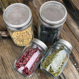 Metal Mesh Screen Sprouting Strainer Lid Filter Cover For Wide Mouth Mason Jar - 1SET - Top-Down View