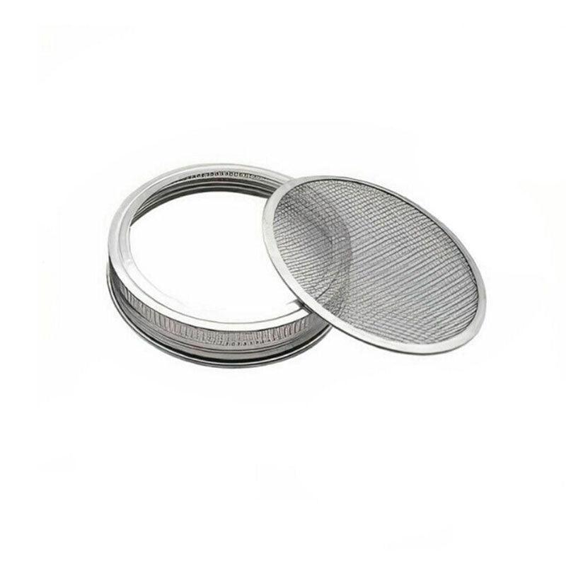 Metal Mesh Screen Sprouting Strainer Lid Filter Cover For Wide Mouth Mason Jar - 1SET