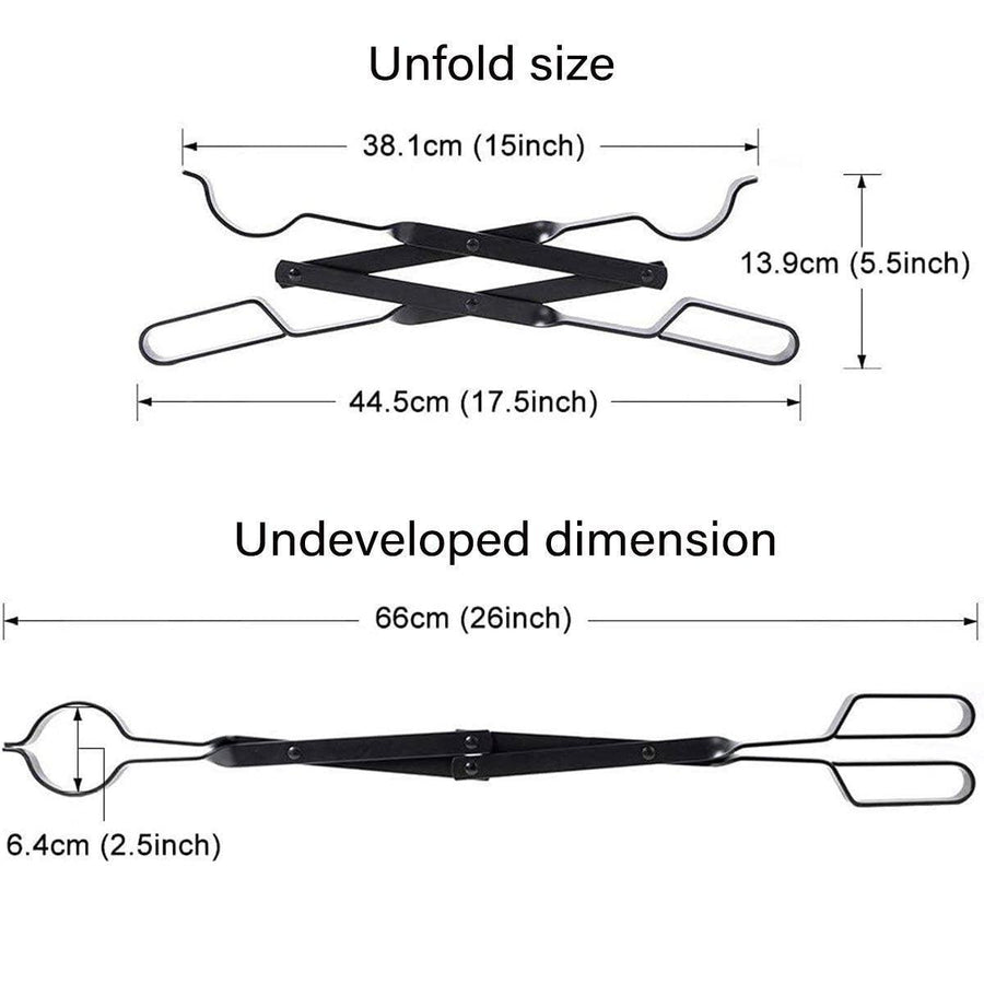Folding Fireplace Tongs Grip Fire Pit Pliers Outdoor Indoor Fire Tools Durable