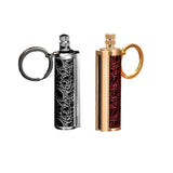 Fire Starter Lighter Waterproof Flint Match Metal Keychain Camping Survival Bda - Gold - Front View