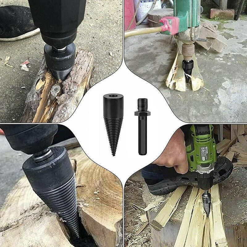 32-42mm High Speed Twist Firewood Drill Bit Wood Splitting Splitter Cone Driver - 32MM