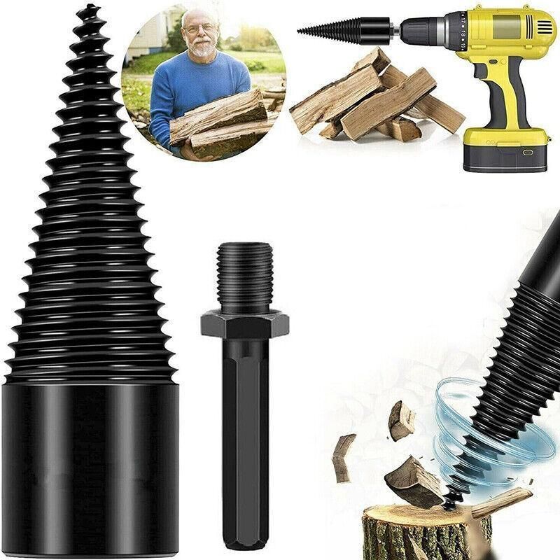 32-42mm High Speed Twist Firewood Drill Bit Wood Splitting Splitter Cone Driver - 38MM