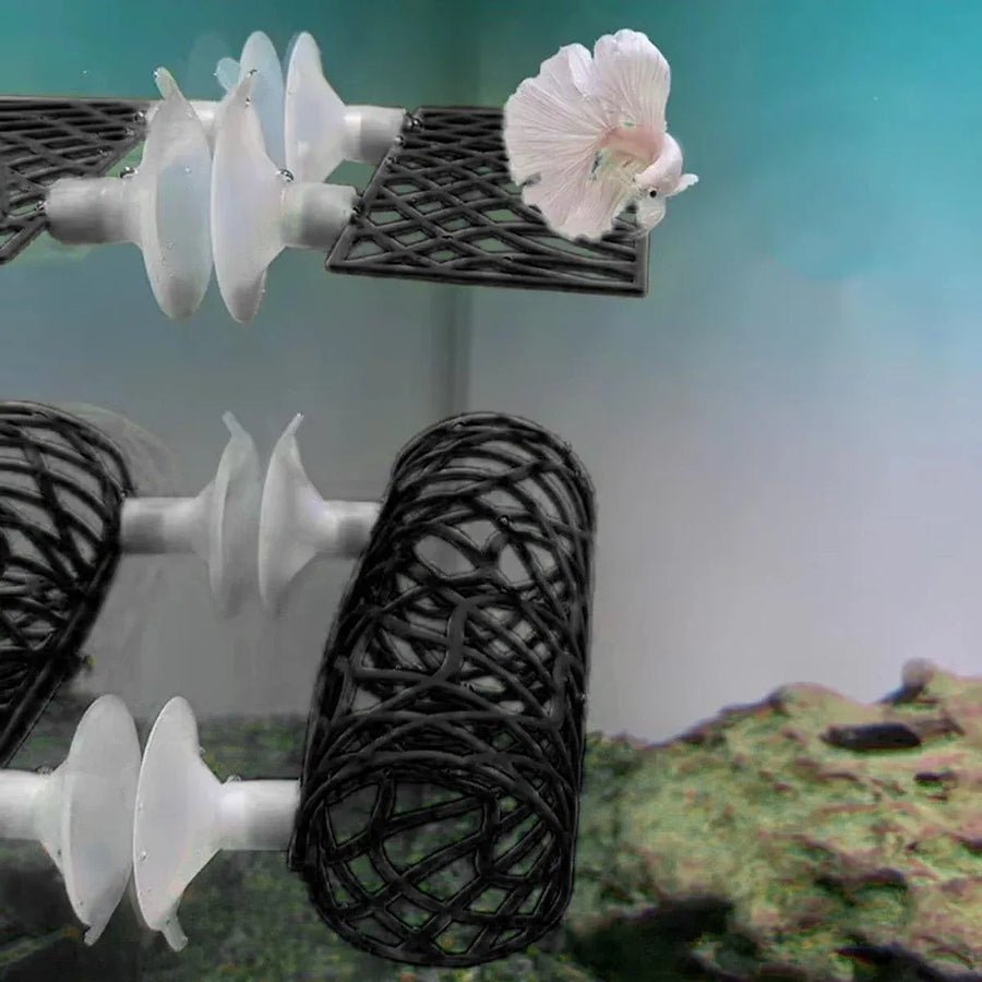 Aquarium Fish Resting Tunnel Hiding House for Betta Shrimp Small Fish Tank Decor - White