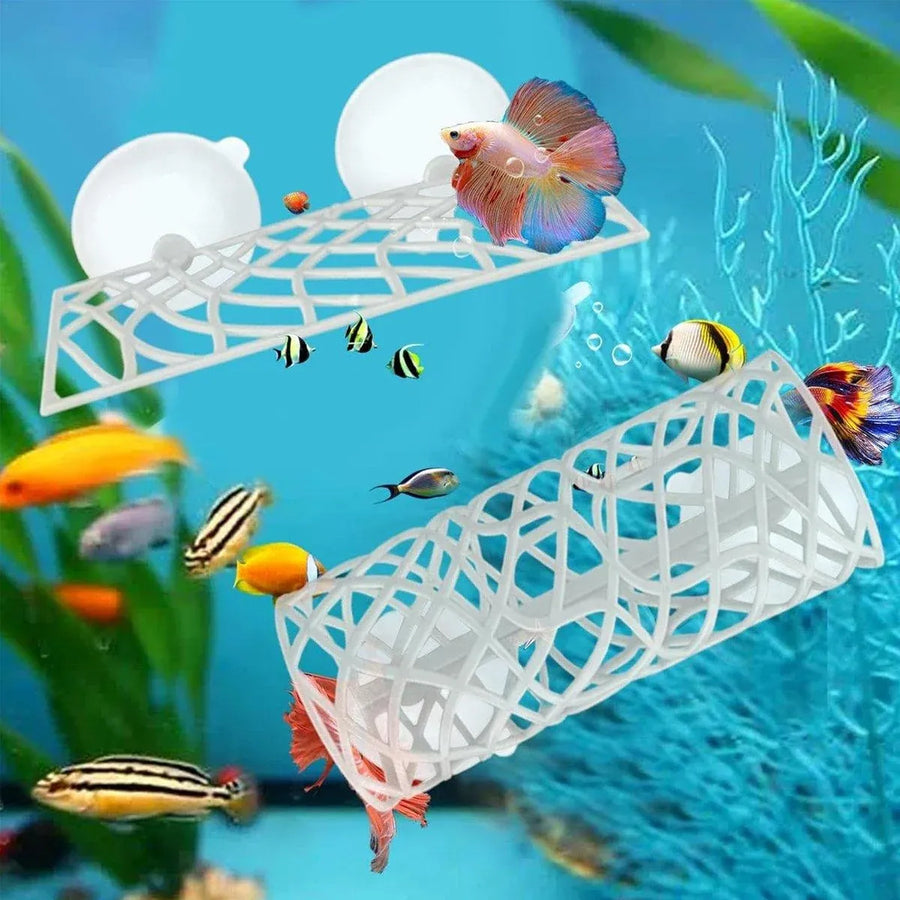 Aquarium Fish Resting Tunnel Hiding House for Betta Shrimp Small Fish Tank Decor - White