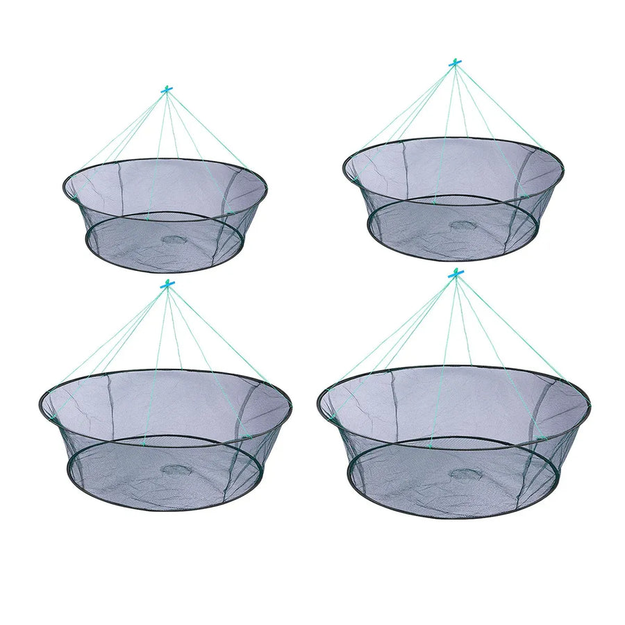 Open Folding Fishing Net Round Fishnet Portable Fish Pocket for Outdoor Angling - 80cm