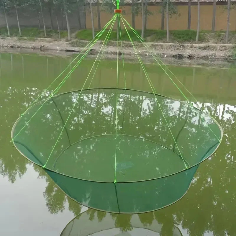 Open Folding Fishing Net Round Fishnet Portable Fish Pocket for Outdoor Angling - 80cm