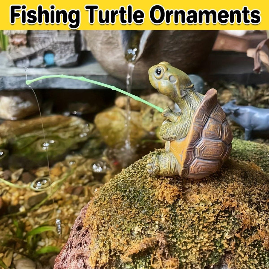 1-Piece Fishing Turtle Garden Ornament