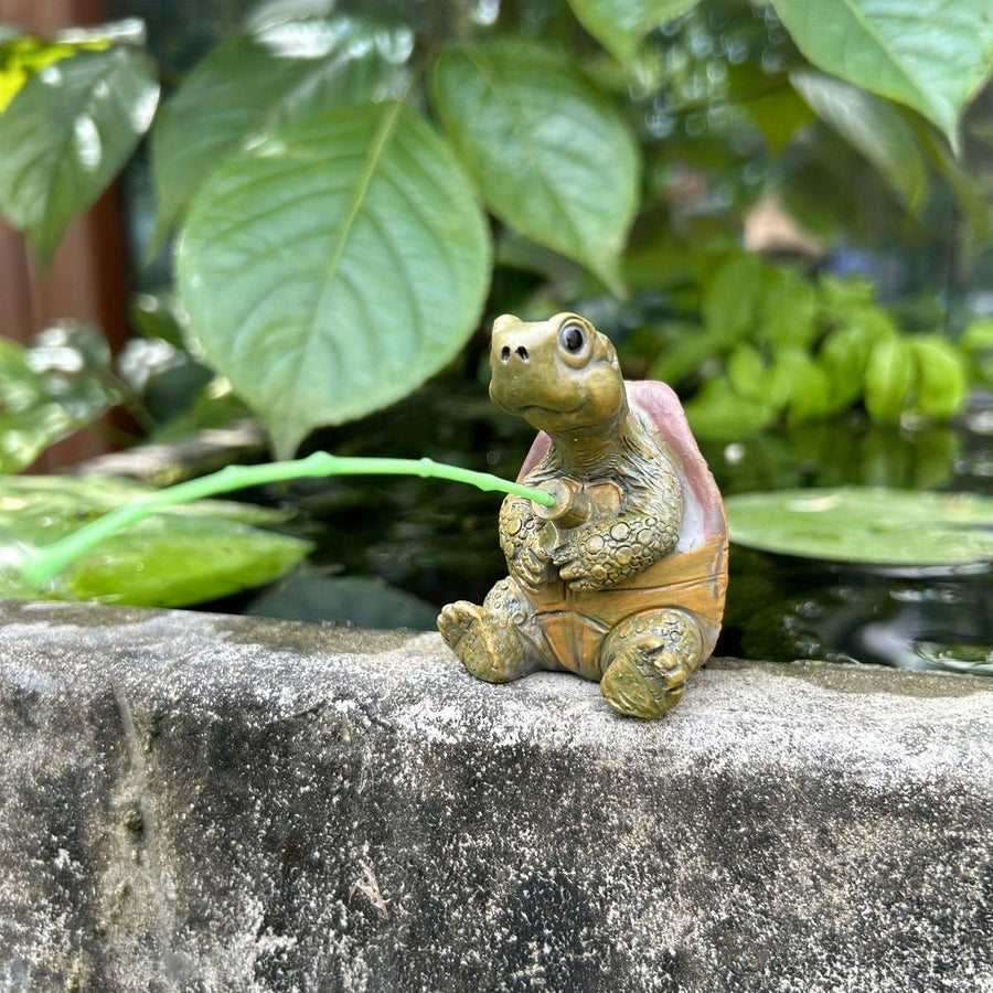 1-Piece Fishing Turtle Garden Ornament