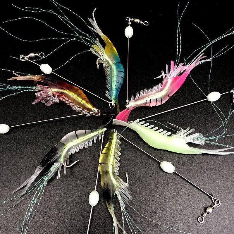 6pcs Soft Plastic Shrimp Fishing Lures with Hooks for Bream Flathead Cod Bass