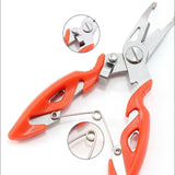 Multi Function Fishing Pliers Line Cutter Split Ring Tool with Grip Scissors Design - Yellow - Rear View
