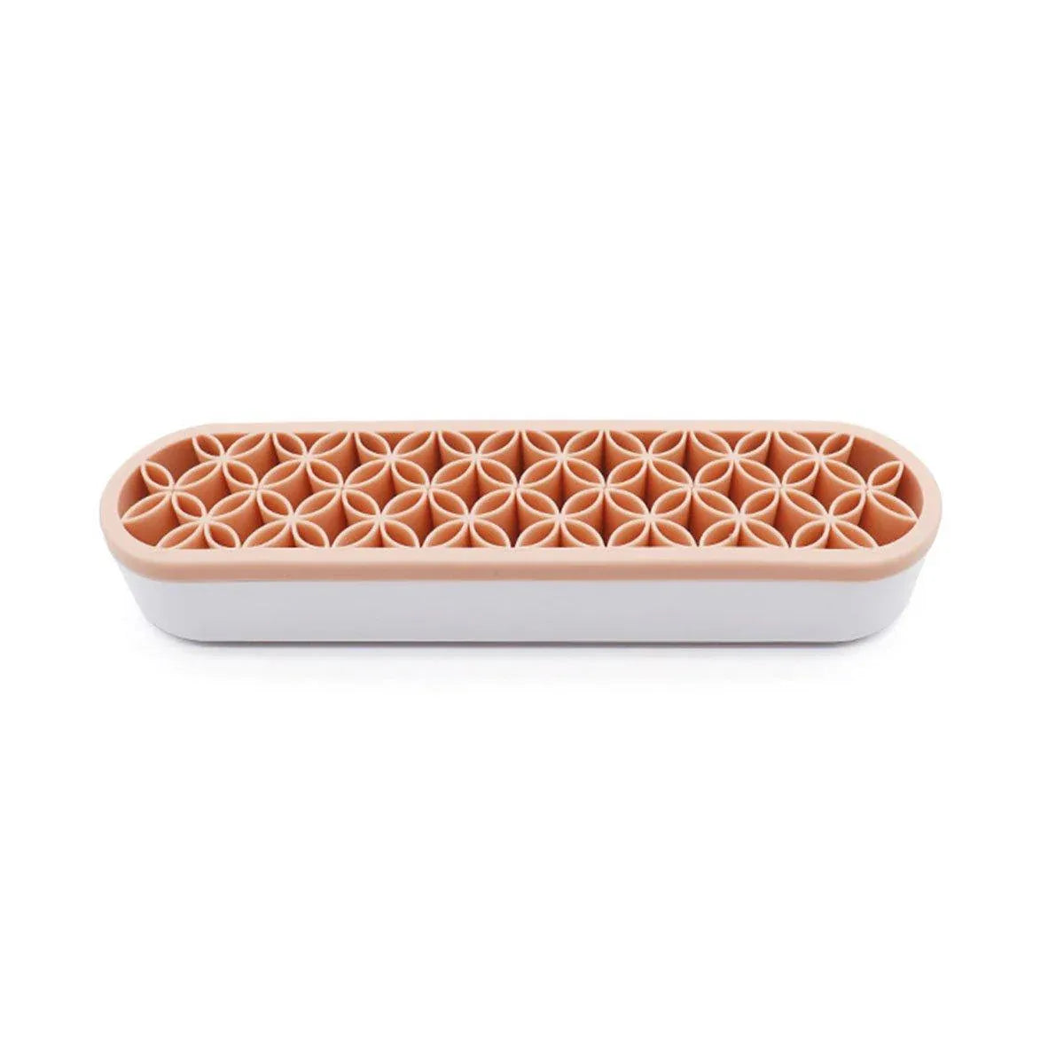 Silicone Makeup Organizer Cosmetic Storage Box Lipstick Brush Holder Desktop Box - Flesh Pink