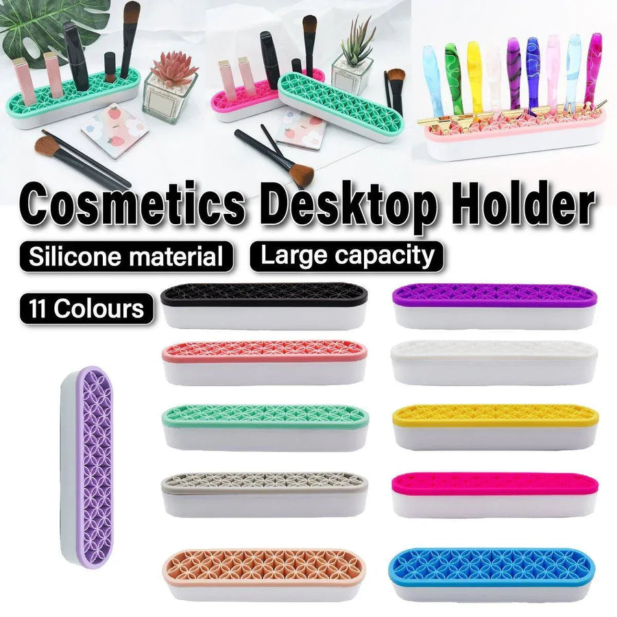 Silicone Makeup Organizer Cosmetic Storage Box Lipstick Brush Holder Desktop Box - Light Grey