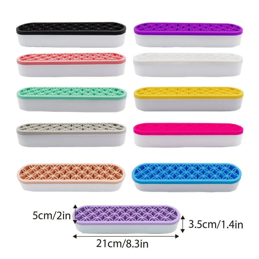 Silicone Makeup Organizer Cosmetic Storage Box Lipstick Brush Holder Desktop Box - Light Purple