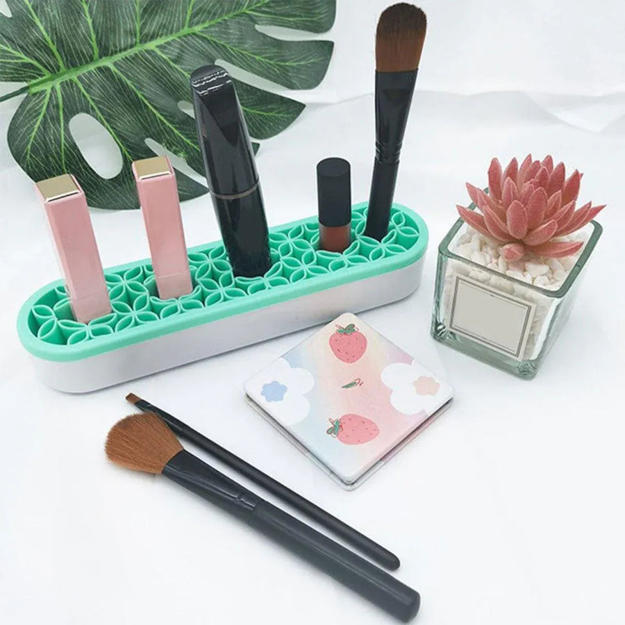 Silicone Makeup Organizer Cosmetic Storage Box Lipstick Brush Holder Desktop Box - Light Purple