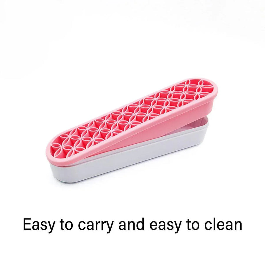 Silicone Makeup Organizer Cosmetic Storage Box Lipstick Brush Holder Desktop Box - Purple